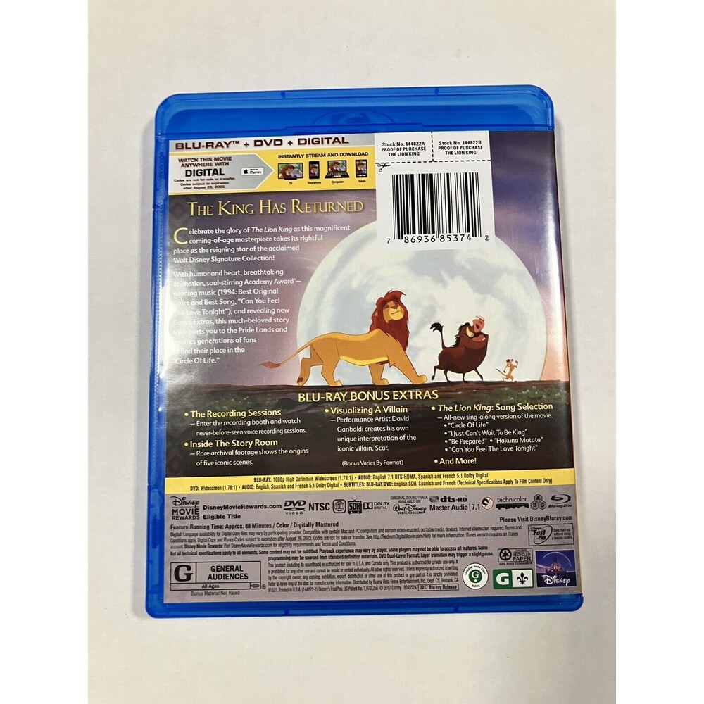 The Lion King (Blu-ray and DVD, Disney, 1994) Tested - Picture 2 of 5